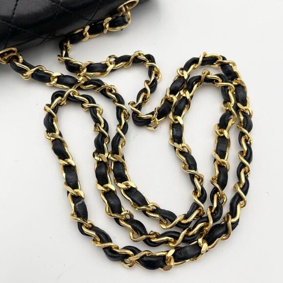 Authentic CHANEL 24K  Vintage Classic Single Flap Quilted Lambskin Chain Bag Tan - Picture 15 of 16